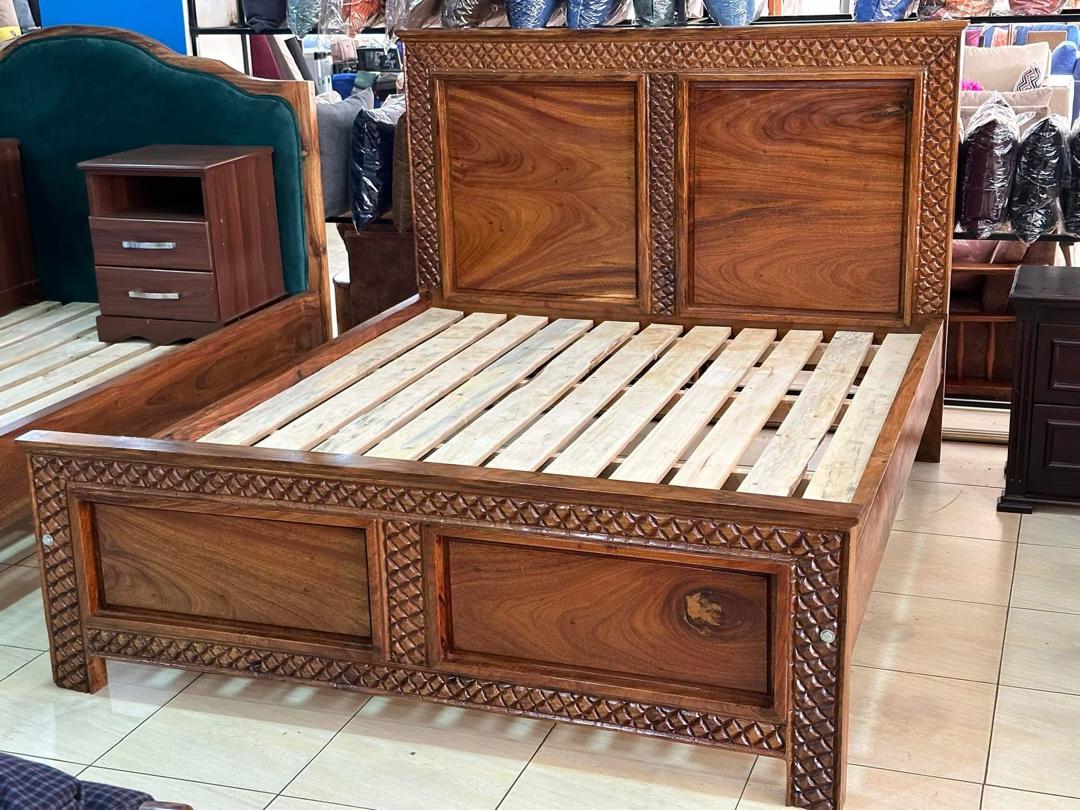 Kyengera Carved Panel Bed, Beds at Lucky Interiors Uganda