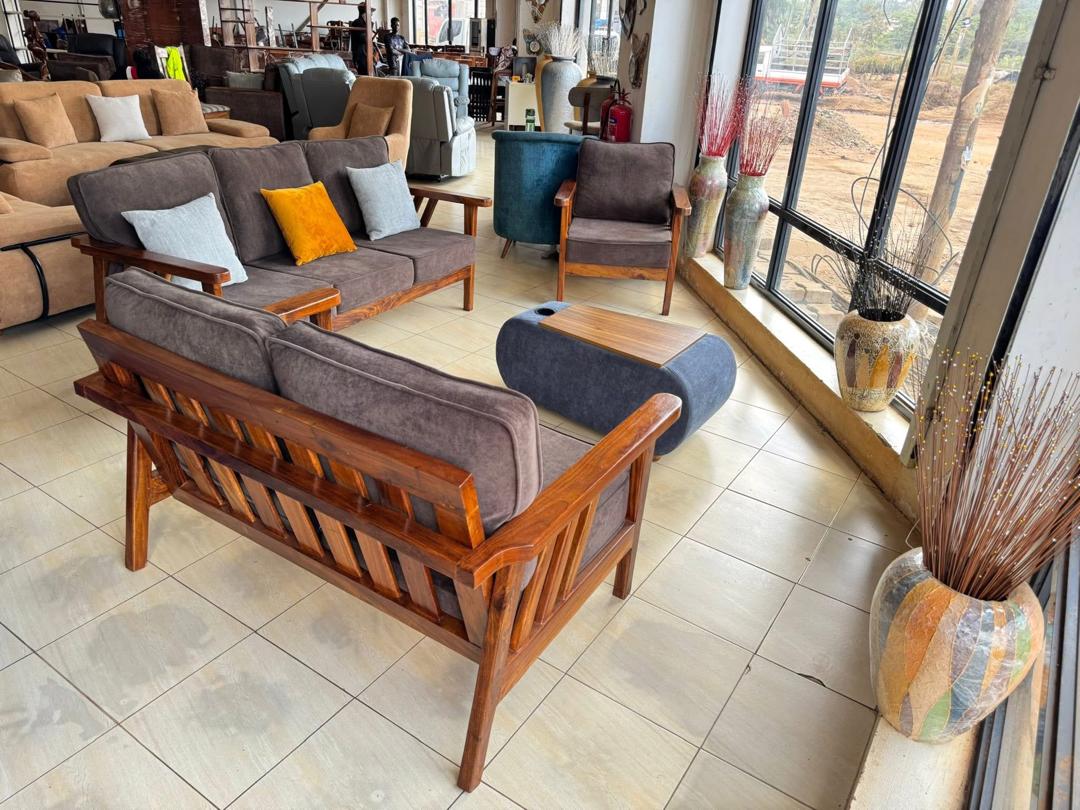 Kitende Grey Slat Lounge Set, Sofa Sets at Lucky Interiors Uganda