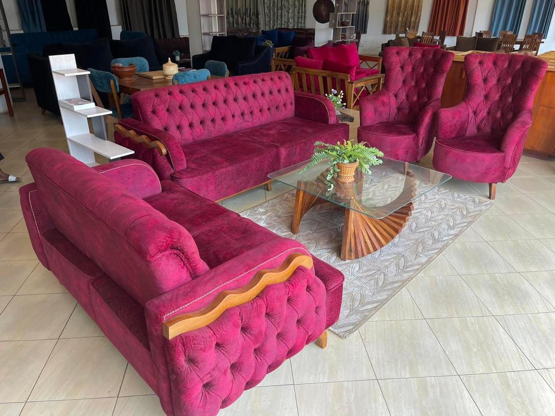 Bunga Magenta Chesterfield Set, Sofa Sets at Lucky Interiors Uganda