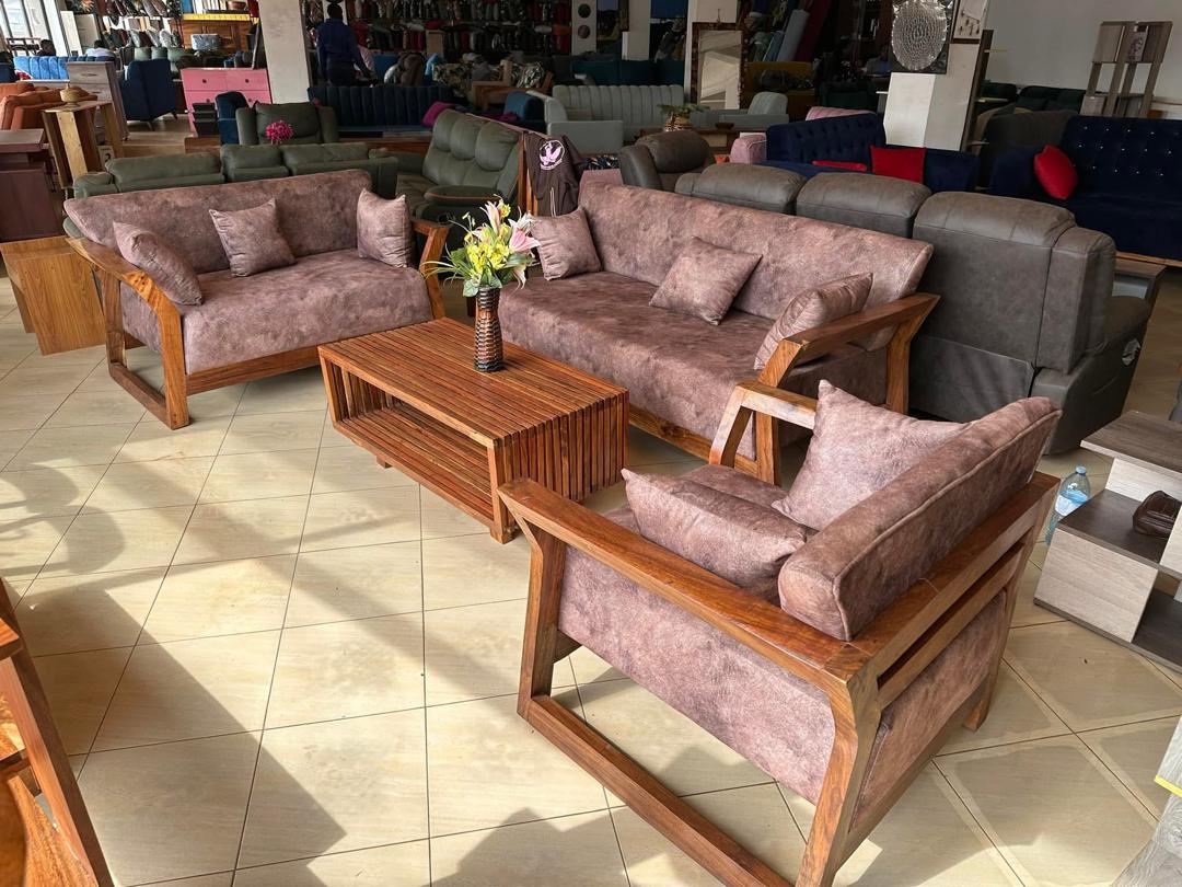 Wakiso Mauve Timber Suite, Sofa Sets at Lucky Interiors Uganda