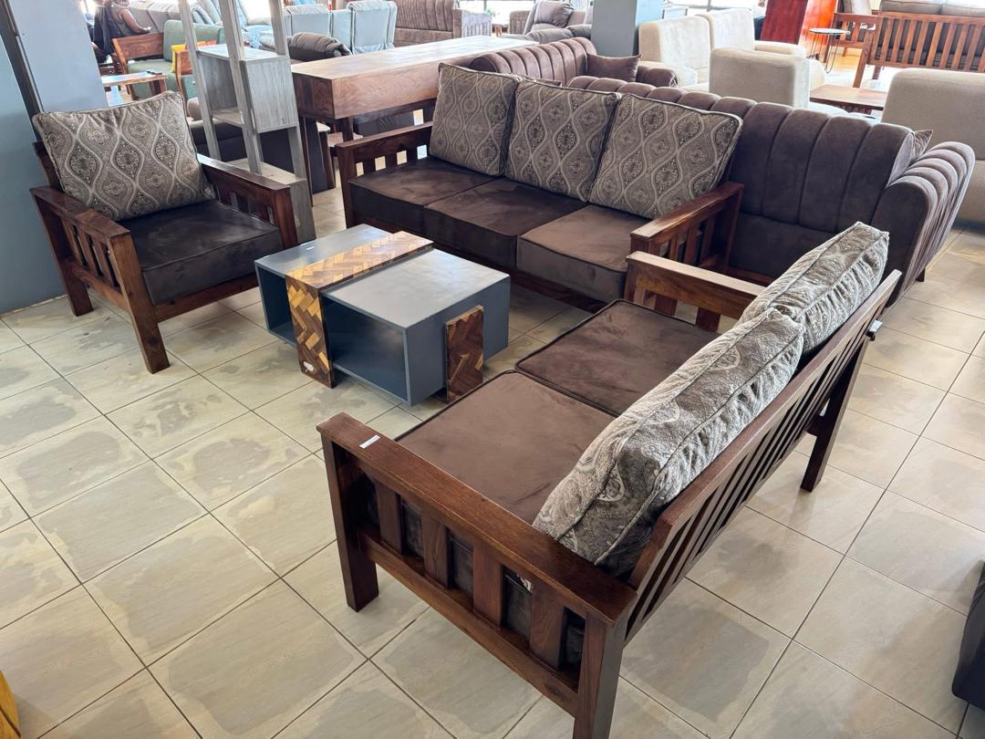 Mutungo Dark Timber Sofa Set, Sofa Sets at Lucky Interiors Uganda