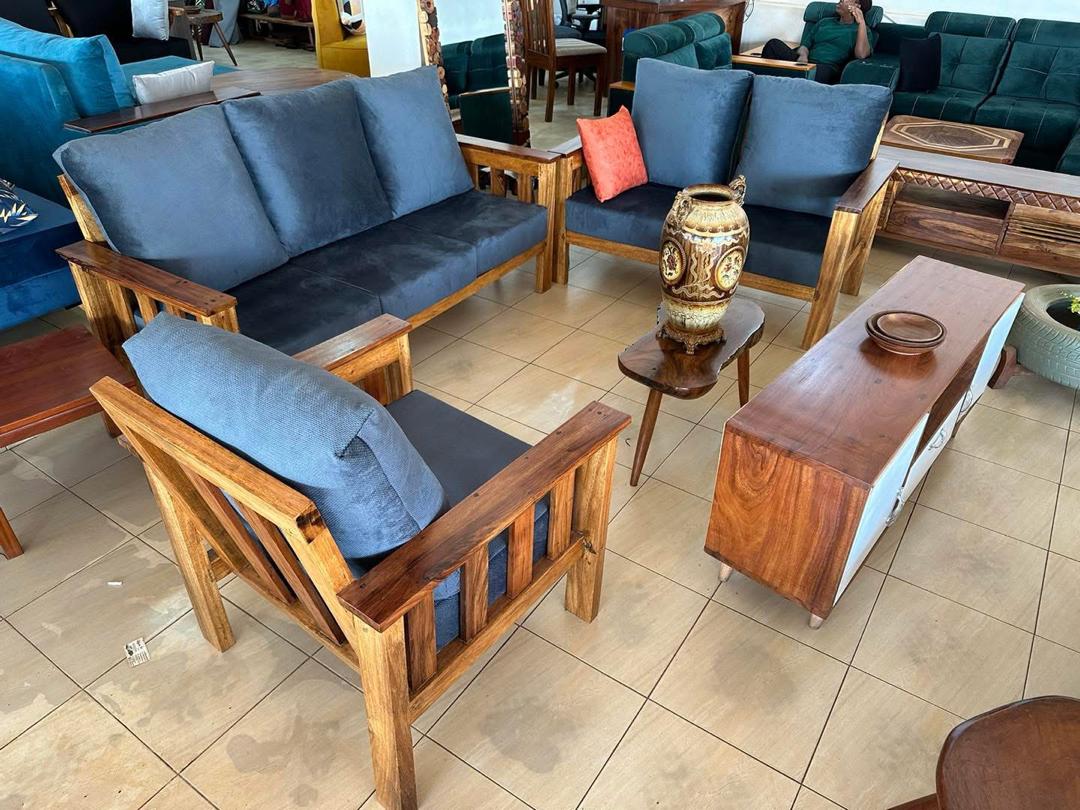Kiwatule Blue Cushion Wood Set, Sofa Sets at Lucky Interiors Uganda